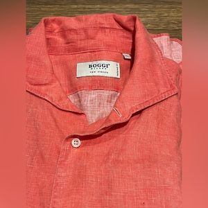 Boggi Milano coral linen shirt. Men’s XL. Tailored fit.